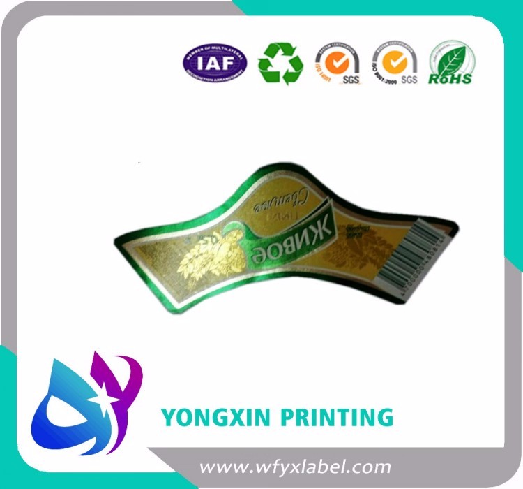 Metalized printing beer labels for beer brand packing